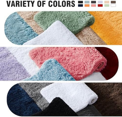 TECHMILLY U Shaped Super Soft Shaggy Bathroom Rugs, Absorbent Thick Non Slip Microfiber Toilet Rugs, Quick Dry Machine Washable Bath Mat for Bathroom Floor, Bathtub and Shower 24"x20" Green