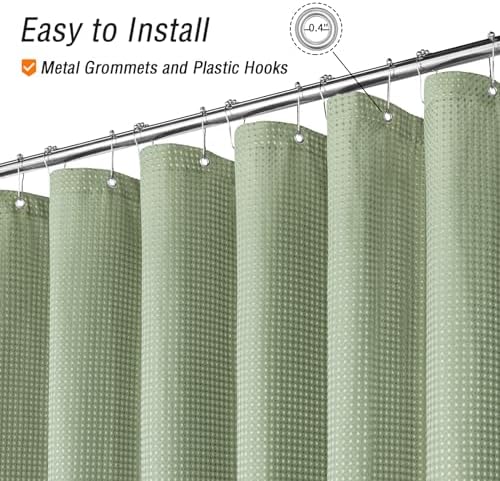 Gibelle Small Stall Sage Green Fabric Shower Curtain, 36 x 72
