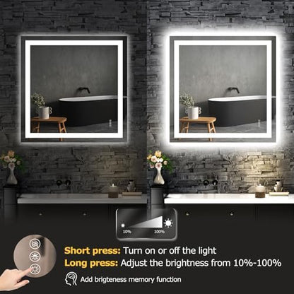 Hivone 36"X36" LED Bathroom Mirror with Lights, UL Listed
