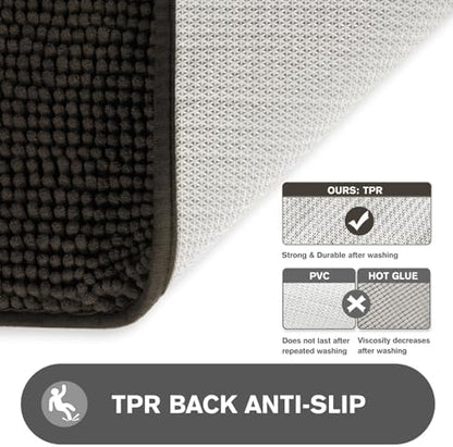 Bathroom Runner Rug 24 x 60 Inch – Extra Large Long Bath Mat | Absorbent and Washable Thick Chenille Bath Rug Non-Slip Runner Rug for Bathroom, Shower, Sink(Chocolate Brown)