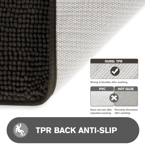 Small Bathroom Rug 12"x12" – Washable and Absorbent Mini Bath Mat, Non Slip, Thick Soft Chenille Bath Rugs for Bathroom, Shower, Locker Rug(Chocolate Brown)