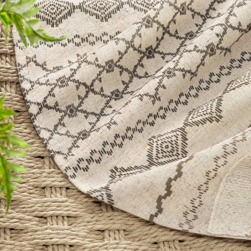 Natural Linen Boho Shower Curtain,72" W x 78" L