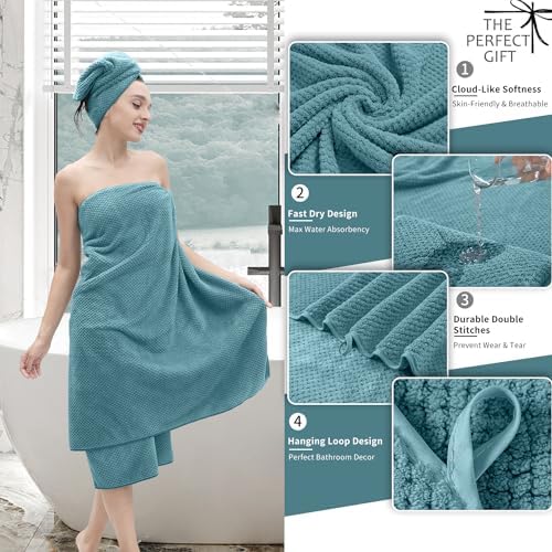 8 Piece Bathroom Towel Set |2 Oversized Large Bath Towels Sheet,2 Hand Towels and 4 Washcloths| 600GSM Ultra Soft Luxury Premium Towel Set Highly Absorbent Quick Dry Hotel Towel Collection,Turquoise