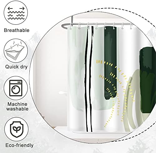 Mid Century Green Shower Curtain for Bathroom 72x96 Inch