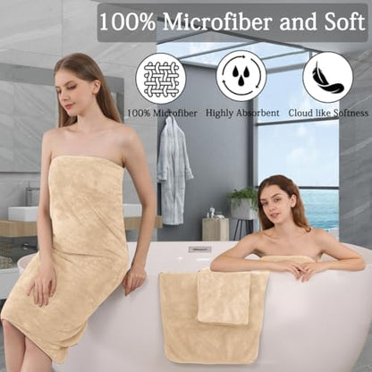 8-Piece Bath Towels Set,2 Oversized Bath Sheet,2 Hand Towels and 4 Washcloths - 600 GSM Soft Microfiber Highly Absorbent Quick Dry Shower Towel Collection for Bathroom Hotel and Spa,Light Yellow