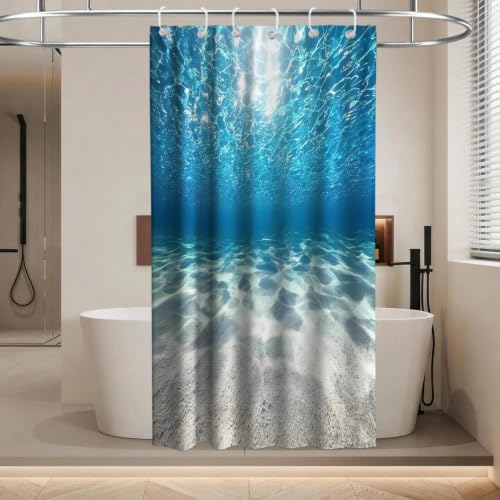 Luxury Summer Ocean Shower Curtain Modern Tropical Nautical Aesthetic Funky