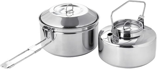 Fire-Maple Antarcti S/S Kettle Pot Set | 18-8 Stainless Steel | all Steel Construction | Ideal for Camping Bushcraft Use | Compact Cookware Set