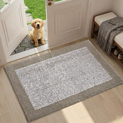 Bathroom Rugs 30x20 Non Slip Washable, Soft Absorbent Bath Mat Greige
