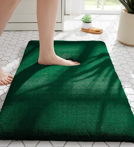 MINIDEAR Bathroom Rugs 32x20 Dark Green - Thick Memory Foam Bath Mat, Ultra Soft & Plush Non-Slip, Quick Dry, Absorbent Washable Floor Microfiber Mat for, Home Decor Accessories