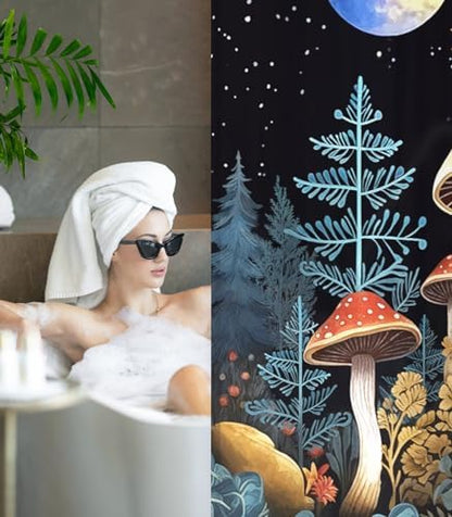 Bathroom Shower Curtain Cute Cortinas para Baño 72 x 72, Mushroom