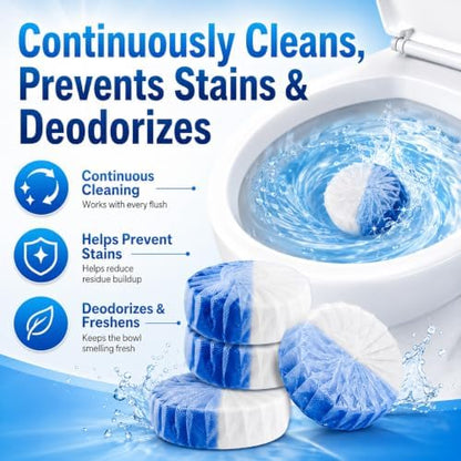 KIISIISO Ultra Clean Toilet Tablets White & Blue-60 PACK, Toilet Bowl Cleaners for Deodorizing & Descaling, Long-Lasting Toilet Bowl Cleaner with Sustained-Release Technology for Stubborn Stains