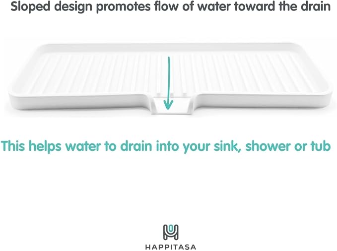 Silicone Soap Dish Tray and Sponge Holder with Drain Chute, Rectangular, Kitchen and Bathroom Sink Organizer (Mocha, 12"x4")