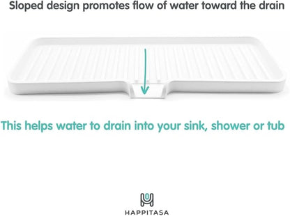 Silicone Soap Dish Tray and Sponge Holder with Drain Chute | Bathroom and Kitchen Sink Organizer Caddy (Pistachio, 12"x4", 7.4 Ounces)