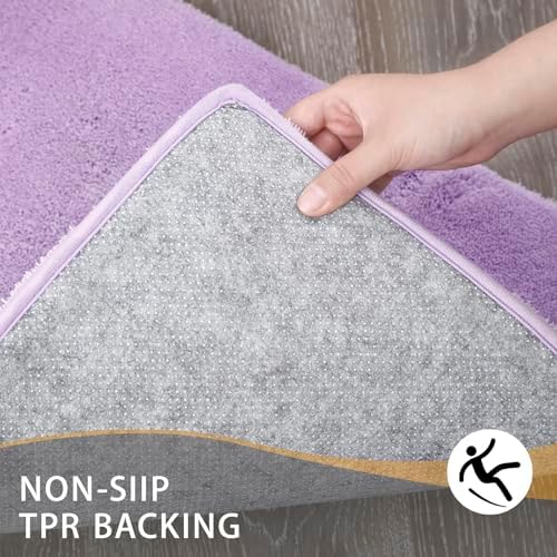 MINIDEAR Bathroom Rugs 32x20 Purple - Thick Memory Foam Bath Mat, Ultra Soft & Plush Fluffy, Non-Slip, Quick Dry, Absorbent Washable Floor Microfiber Mat for Tub, Home Decor Accessories