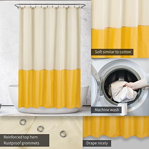 ALYVIA SPRING Waterproof Fabric Shower Curtain or Liner Cream/Yellow, 72x72