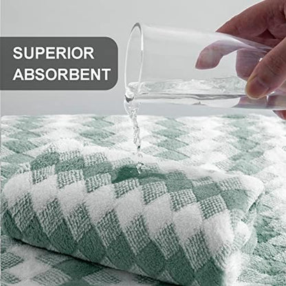 Hand Towels Set 2 Pack-16“x31” Ultra Soft Microfibers Bathroom Towel Set Highly Absorbent Quick Dry Luxury Premium Towel Lightweight Cozy Durable Hand Towel Collection Hotel Spa Gym Kitchen,Green
