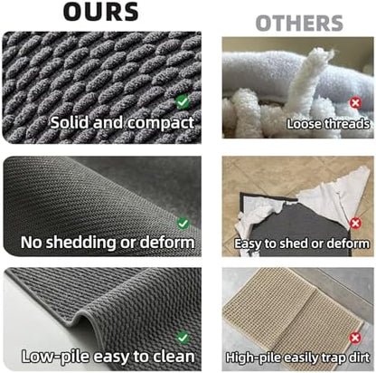 TYUU Bathroom Runner Rugs, Long Bath Mat Runner Washable Thin Quick Dry Low Pile Bathroom Runner Rugs Non Slip, Dark Grey 24"x70"