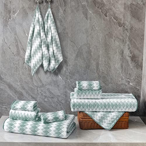 Hand Towels Set 2 Pack-16“x31” Ultra Soft Microfibers Bathroom Towel Set Highly Absorbent Quick Dry Luxury Premium Towel Lightweight Cozy Durable Hand Towel Collection Hotel Spa Gym Kitchen,Green