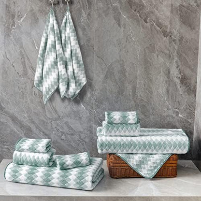 Hand Towels Set 2 Pack-16“x31” Ultra Soft Microfibers Bathroom Towel Set Highly Absorbent Quick Dry Luxury Premium Towel Lightweight Cozy Durable Hand Towel Collection Hotel Spa Gym Kitchen,Green