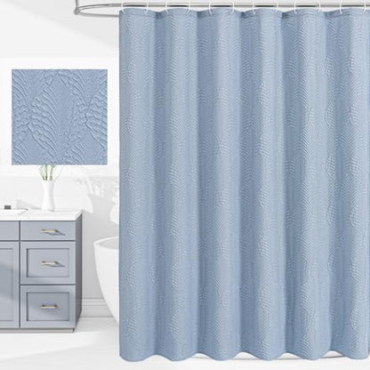 Gibelle 72x84 Extra Long Shower Curtain, Fog Blue 3D Embossed Half Bath Curtain