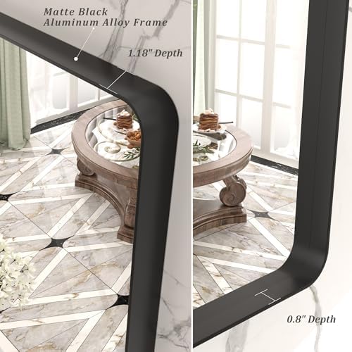 48x30 Inch Black Framed Mirror for Wall