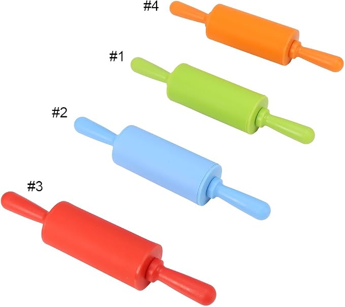 Non-Stick Silicone Rolling Pin Dough Rollers for Baking and Rolling Dough with Wooden Handle for Home Kitchen Children Cake 9 Inch(Blue)