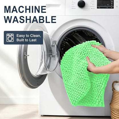 Smiry Thick Small Chenille Bathroom Rugs 24x16, Soft Bath Mat, Mint Green