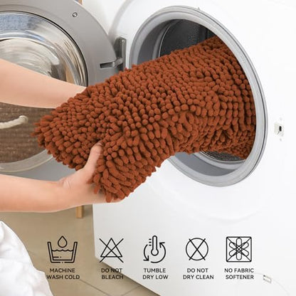 Bcoimo Bath Rug Mat,36x24 Chenille Extra Soft Burnt Orange Bathroom Tub Mat