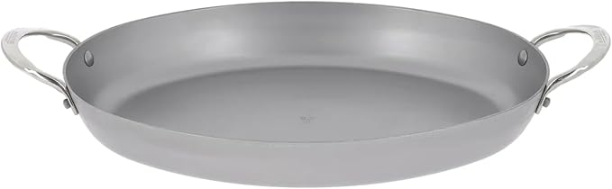 de Buyer MINERAL B Carbon Steel Oval Roasting Pan - 9.5” Diameter - Ideal for Roasting Meat, Seafood & Veggies - Naturally Non-Stick Finish - Made in France