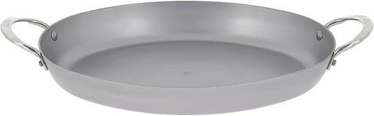 de Buyer MINERAL B Carbon Steel Oval Roasting Pan - 9.5” Diameter - Ideal for Roasting Meat, Seafood & Veggies - Naturally Non-Stick Finish - Made in France