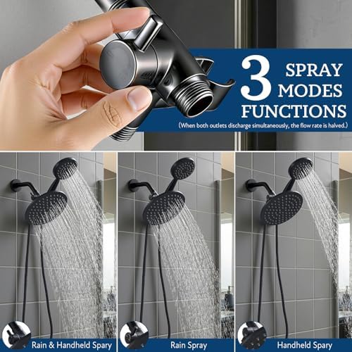 G-Promise Solid Metal Shower Head Diverter with Holder 3-Way