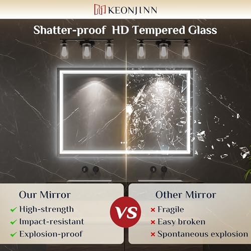 Keonjinn 84" x 40" LED Bathroom Mirror with Lights, Bluetooth Speaker
