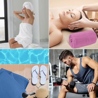 HOMEXCEL Waffle Bath Towels Set of 4 Pack, Waffle Towels for Bathroom