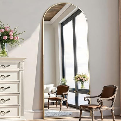 Dewfig Mirror Full Length, 64"X20" Arched Floor Mirror, Gold