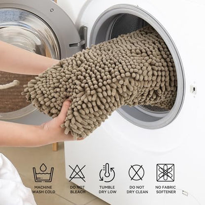 Bcoimo 44x24 Chenille Bath Mat – Non-Slip with Backing Bath Rug Ultra-Absorbent and Machine Washable Bathroom Mat Quick-Dry Design. Ideal for Bathroom Shower and Tub Areas