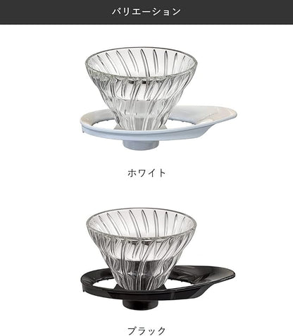 HARIO V60 VDGR-01-B Heat Resistant Glass Transparent Dripper, 01, For 1 to 2 Cups, Black, Made in Japan