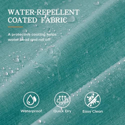 Furlinic No Hook Scalloped Shower Curtain Boho Teal Waterproof Linen 55x78