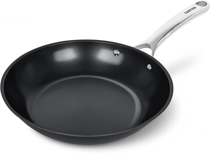 Carbon Steel Frying Pan 9.5" - Pre-Seasoned Carbon Steel Skillet, Lightweight, Natural Non-Stick, Induction Compatible