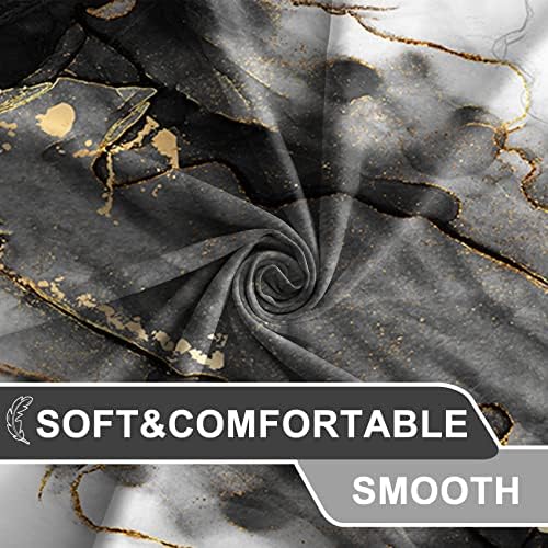 AWERT Dreamy Ink Art Black Glod Marble Shower Curtain for Bathroom Modern High Definition Printing Waterproof Shower Curtain with Hooks Bathroom Decor 72x84inch