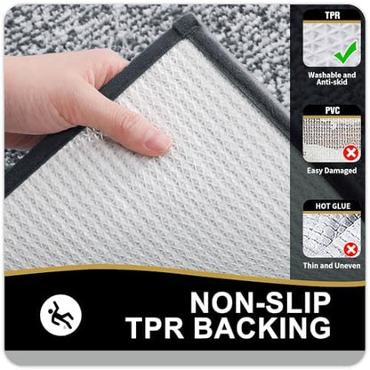 OLANLY Large Bathroom Rugs 44x32, Absorbent Microfiber Bath Rugs, Dark Grey