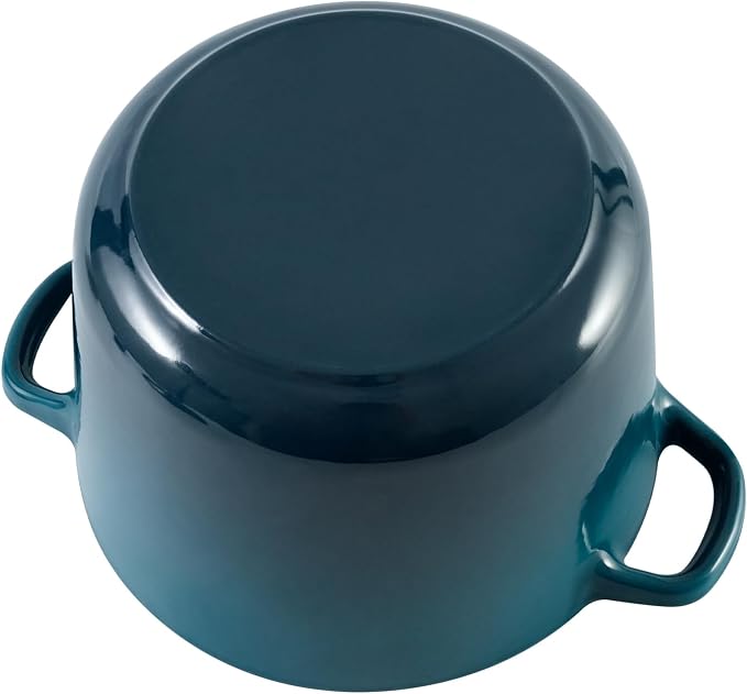 Flavehc Dutch Oven Pot with Lid 2.8 Qt Cast Iron Dutch Oven for Bread Baking, DarkCyan Enameled Cast Iron Soup Pot, Small Deep Dutch Oven for Soup, Stews & Small Family Meals