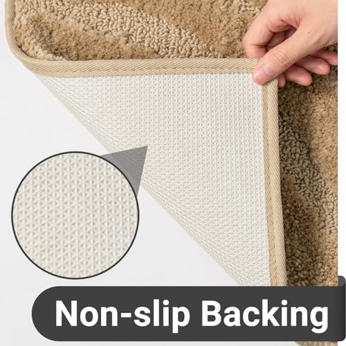 DEXDE Bathroom Rugs Runner Non Slip Bath Mats for Floor Shower Beige 24x47