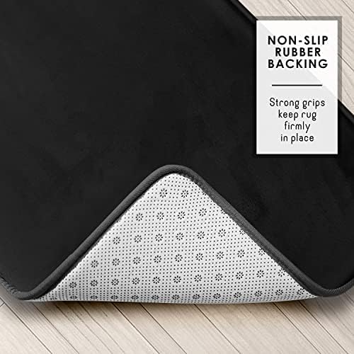 Clara Clark Bathroom Rugs, Velvet Memory Foam Bath Mat, Non-Slip, Machine Washable Bath Rugs - Dries Quickly, Ultra Soft Plush Bath Mats for Bathroom, 17 x 24, Black