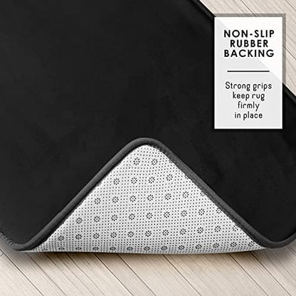 Clara Clark Bathroom Rugs, Velvet Memory Foam Bath Mat, Non-Slip, Machine Washable Bath Rugs - Dries Quickly, Ultra Soft Plush Bath Mats for Bathroom, 20 x 24, Black