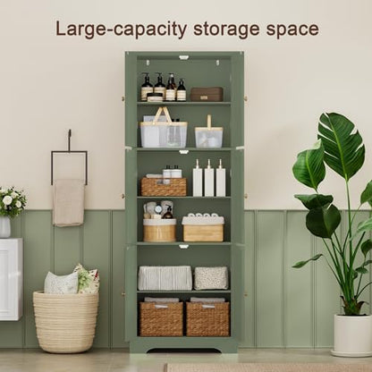ChooChoo 63.2" Tall Bathroom Storage Cabinet with 6 Doors