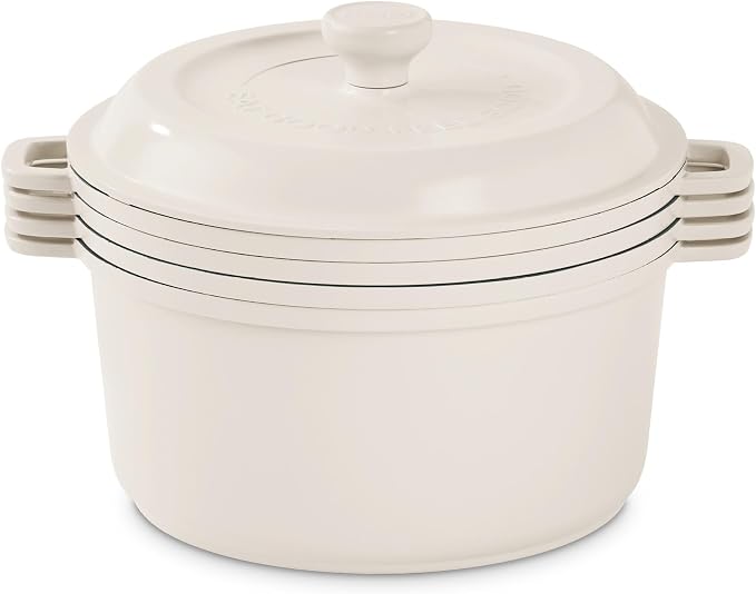 Dash Stacks 16-Piece Ceramic Nonstick Cookware Set with Electric Burner, Pots and Pans Set, Stackable Nesting Kitchen Pots and Pans, Small Kitchen, Oven Safe, Cream