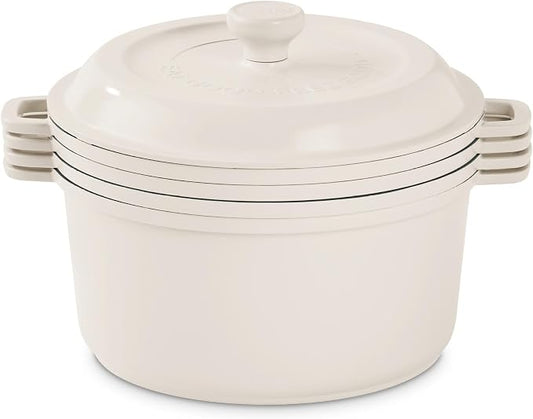 Dash Stacks 16-Piece Ceramic Nonstick Cookware Set with Electric Burner, Pots and Pans Set, Stackable Nesting Kitchen Pots and Pans, Small Kitchen, Oven Safe, Cream