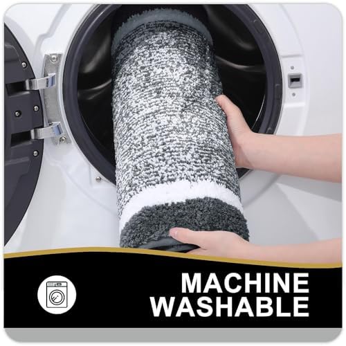OLANLY Large Bathroom Rugs 40x32, Absorbent Microfiber Bath Rugs, Dark Grey
