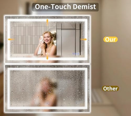 32"x48" LED Bathroom Mirror with Lights, Anti-Fog, Backlit + Front Lit, Dimmable, Led Vanity Mirror for Wall, Lighted Bathroom Mirror, 3 Colors, Shatter-Proof Tempered Glass