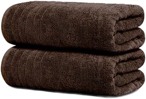 Tens Towels 2 Piece Extra Large Bath Sheets 35 x 70 Inches, Brown